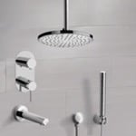Remer TSH62 Chrome Tub and Shower System With Rain Ceiling Shower Head and Hand Shower